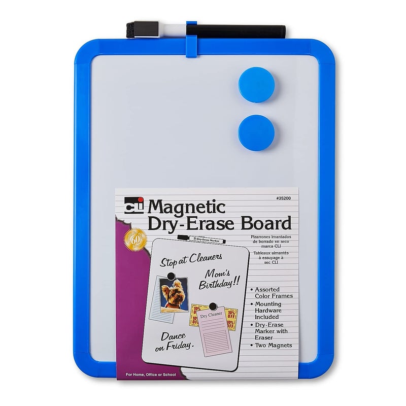 Charles Leonard Framed Magnetic Dry Erase Board with Marker & Magnets, Assorted Colors, 8.5" x 11" - Image 2